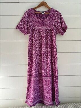 Vintage Metropolitan Bohemian Floral House Dress Women's Size Small Cotton India